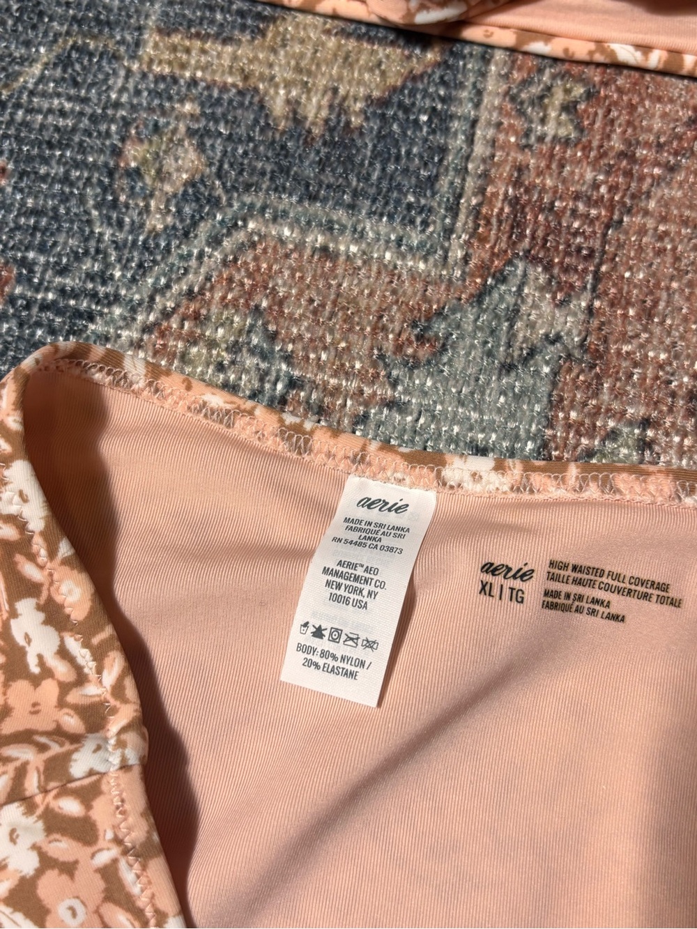 Aerie Wrap Halter High-Waisted Bikini – Peach Floral Print Women’s Size XL (NWT) - Picture 6 of 9